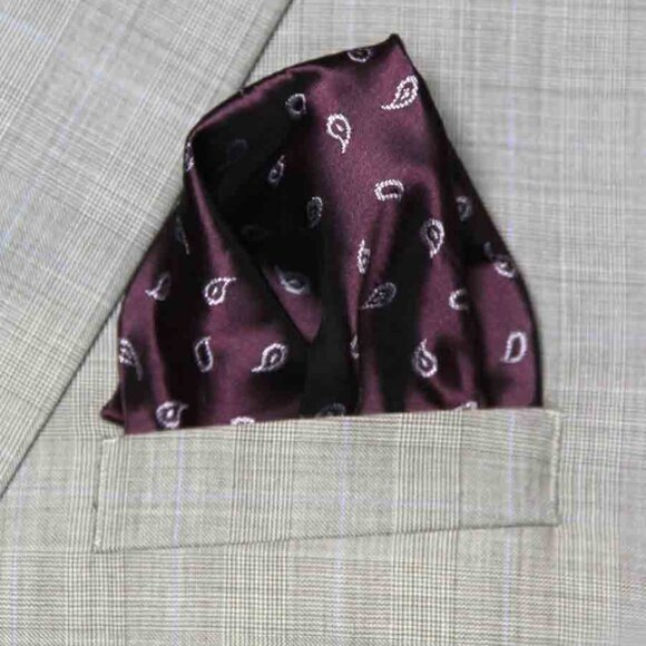 Gascoigne Pocket Square Maroon Red Tear Drop Pattern Men's - Picture 1 of 1